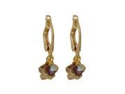 Dlux Jewels Amethyst Gold Filled Post Earrings with Gold Filled Flower Amethyst 4 mm Swarovski Bead 0.59 in.