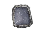 Dlux Jewels Asst Druzy Natural Stone Assorted Colors Shapes Sterling Silver Ring with Cubic Zirconia