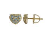 Dlux Jewels Gold Plated Sterling Silver 6 x 7 mm Heart with Aqua Cubic Zirconia Screen Back Post Stud Earrings