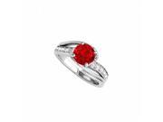 Fine Jewelry Vault UBUNR84671AGCZR CZ Ruby Ring in 925 Sterling Silver 2 Stones
