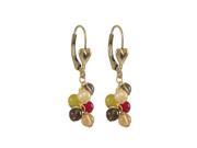 Dlux Jewels Smoky 4 mm Semi Precious Balls with Bunch Dangling Gold Filled Heart Lever Back Earrings 1.26 in.