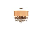 Brentwood Collection 4489 GD SAW CLM Brentwood Chandelier Draped in Clear Majestic Wood Polished Crystal Accented with an Antique White Shade
