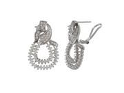 Dlux Jewels 1.06 in. Rhodium Plated Sterling Silver Cubic Zirconia Post Clip Earrings