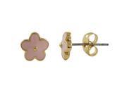 Dlux Jewels Light Pink Enamel Flower Gold Plated Brass Post Earrings 8 mm