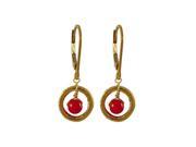 Dlux Jewels Red 4 mm Ball Gold Plated Brass Ring with Gold Filled Lever Back Earrings 0.83 in.