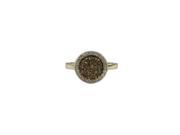 Dlux Jewels Gold Plated Sterling Silver 11 mm Round Circle 8 mm Champagne Druzy Natural Stone Cubic Zirconia Border Ring 5 in.