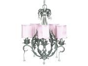 Jubilee Collection 7799 2514 Chand 5 Arm Caesar Pewter with Ch Shade Scallop Drum Pink Stripe