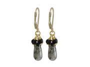 Dlux Jewels Labradorite Gray Semi Precious Stones Gold Plated Brass Lever back Earrings 1.42 in.