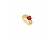 Fine Jewelry Vault UBJ6587Y14DR 101RS9 Ruby Diamond Engagement Ring 14K Yellow Gold 1.00 CT Size 9