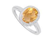 Fine Jewelry Vault UBNR83790W149X7CZCT Oval Shape Citrine CZ Ring in 14K White Gold 9 Stones