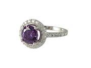 Dlux Jewels Amethyst Amethyst Round Cubic Zirconia Surrounded with White Sterling Silver Teardrop Ring 5 in.
