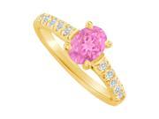 Fine Jewelry Vault UBUNR82901Y148X6CZPS Oval Shaped Pink Sapphire CZ Ring in 14K Yellow Gold 10 Stones