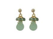 Dlux Jewels Green Chalcedony Semi Precious Stones with Gold Filled Post Earrings 1 in.