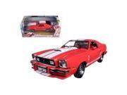 Greenlight 12940 1978 Ford Mustang II Cobra II Free Wheelin Red with White Stripes 1 18 Diecast Model Car