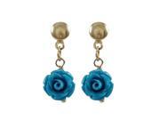 Dlux Jewels Turquoise 7 mm Rose Flower with Gold Filled Post Earrings