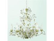 Bethel Rt23 A1 6 Light Two Tone Green Leaf Clear Crystal Ceiling Fixture