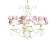 Jubilee Collection 74503 2409 510 Chand 4 arm Harp Ivory with Ch Shade Plain Ivory with Pink check sash