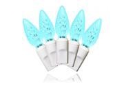 Queens of Christmas S 35C6TL 4W 35 Count C6 Teal Decorative LED Light on white Wire 4 in. Spacing