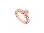 Fine Jewelry Vault UBJ1255AP14CZMG Morganite CZs in 14K Rose Gold Mil grain Engagement Ring Fabulous Design 104 Stones