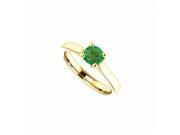Fine Jewelry Vault UBRSRD122100Y14E May Birthstone Emerald Engagement Ring in 14K Yellow Gold 0.50 CT TGW