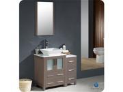 Fresca FVN62 2412GO VSL Fresca Torino Gray Oak Modern Bathroom Vanity with Side Cabinet Vessel Sink 36 in.