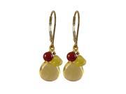 Dlux Jewels Citrine Semi Precious Stone with Gold Plated Sterling Silver Lever Back Earrings 1.25 in.