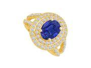 Fine Jewelry Vault UBUNR83750Y149X7CZS Sapphire CZ Split Shank Ring in 14K Yellow Gold 98 Stones