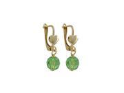 Dlux Jewels 6 mm Green Preciosa Bead Dangling Gold Filled Lever Back Earrings