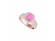 Fine Jewelry Vault UBUNR50884EAGVRCZPS Round Pink Sapphire With CZ Rows Ring Rose Gold Vermeil 54 Stones