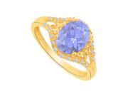 Fine Jewelry Vault UBUNR84214Y149X7CZTZ Lovely Tanzanite CZ Split Shank Engagement Ring 20 Stones