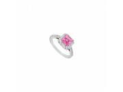 Fine Jewelry Vault UBUJ7896W14CZPS Square Halo Engagement Rings With Created Pink Sapphire CZ in 14K White Gold 1 CT TGW 54 Stones