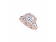Fine Jewelry Vault UBNR50871EP14CZ Beautifully Shaped Halo CZ Ring in 14K Rose Gold