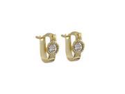 Dlux Jewels Gold Filled Huggie Earrings with White Crystal 0.39 in.