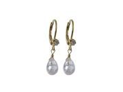 Dlux Jewels White 6 x 9 Teardrop Cubic Zirconia Gold Tone Brass Lever Back with Crystal Earrings 1.08 in.