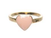 Dlux Jewels Pink Enamel Heart Gold Tone Sterling Silver Ring Size 4