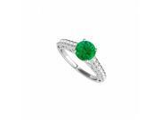 Fine Jewelry Vault UBUNR50810EAGCZE CZ Emerald Engagement Ring in 925 Sterling Silver 14 Stones