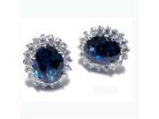Dlux Jewels Sterling Silver Cubic Zirconia Saphire Royal Earrings