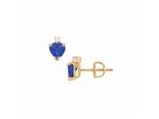 Fine Jewelry Vault UBUERHT600Y14S CZ Created Sapphire Stud Earrings 14K Yellow Gold 2.04 CT TGW 2 Stones