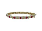 Dlux Jewels 50 mm White Enamel Flower Gold Plated Brass Bangle Red