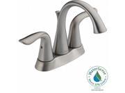 Delta Faucet 034449686204 Lahara Centerset 2 Handle High Arc Bathroom Faucet in Stainless with Metal Pop Up Stainless Steel