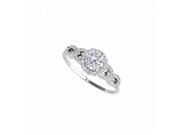 Fine Jewelry Vault UBNR50544EAGCZ Prong Set CZ Halo Ring in Sterling Silver