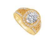 Fine Jewelry Vault UBNR83069Y149X7CZ CZ Filigree Design Ring in Yellow Gold
