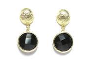Dlux Jewels 13 mm Gold Plated Brass Earrings with Round Black Cubic Zirconia
