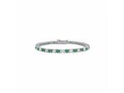Fine Jewelry Vault UBUBR14WRD131150CZE May Birthstone Created Emerald CZ Tennis Bracelet in 14K White Gold 1.50 CT TGW 35 Stones