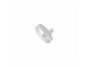 Fine Jewelry Vault UBF602W14CZ Sideways Cross Ring With CZ in 14K White Gold 1.50 CT