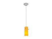 Accesslighting 28030 4C BS AMB Cylinder Cord Amber GlassPendant Brushed Steel