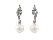 Dlux Jewels Silver Dangling Pearl Post Earrings