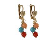 Dlux Jewels Turquoise Three 4 mm Balls Dangling Gold Filled Lever Back with 28 mm Long Heart Earrings