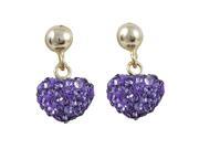 Dlux Jewels prp Sterling Silver Gold Purple Shamballa Heart Earrings