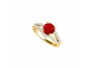 Fine Jewelry Vault UBUNR50851EY14CZR July Birthstone Ruby Engagement Ring With CZ Rows 28 Stones